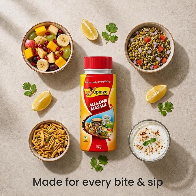 Yupmee All in One Masala with fruit chaat, sprouts, namkeen and raita